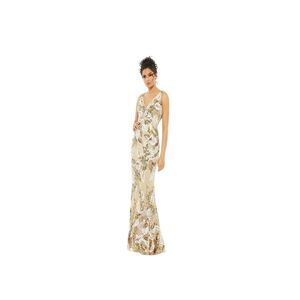 Mac Duggal Women's Size 12 Beige Floral Sequined Gown Formal Sleeveless 5476